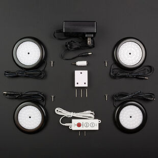 Warm White Premium LED Puck Light Black Body Frosted Cover Kit