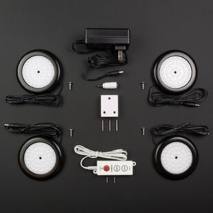 Daylight White Premium LED Puck Light Black Body Frosted Cover Kit