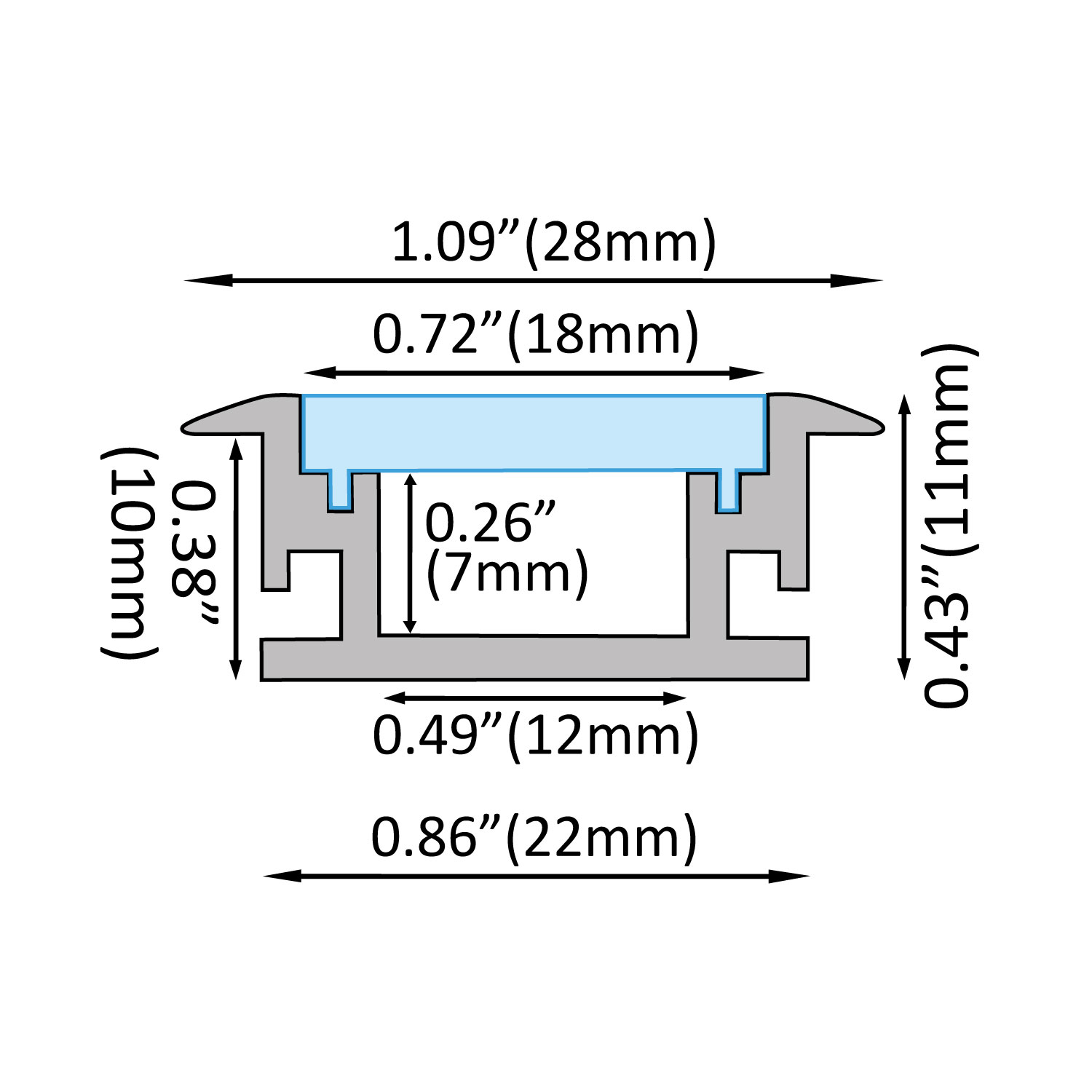 Recessed Aluminium LED Strip Light Profiles For Floor Lighting